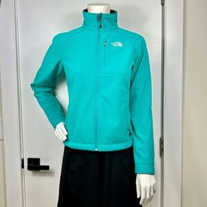 The North Face Softshell Jacket Zip Teal Pastel Casual Manners Green Blue XS